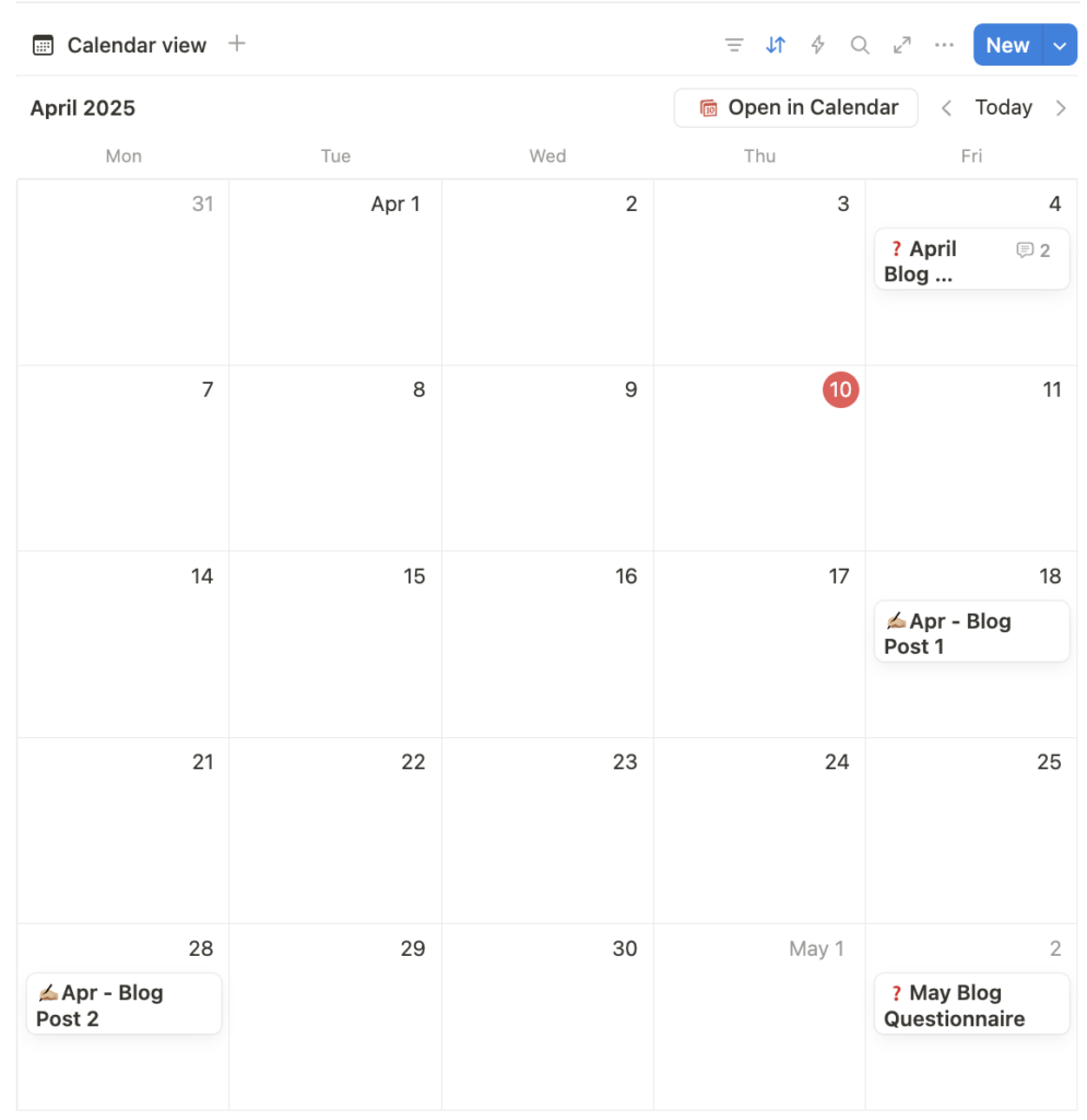 Notion Portal Blogging Calendar | By Sofia Brown